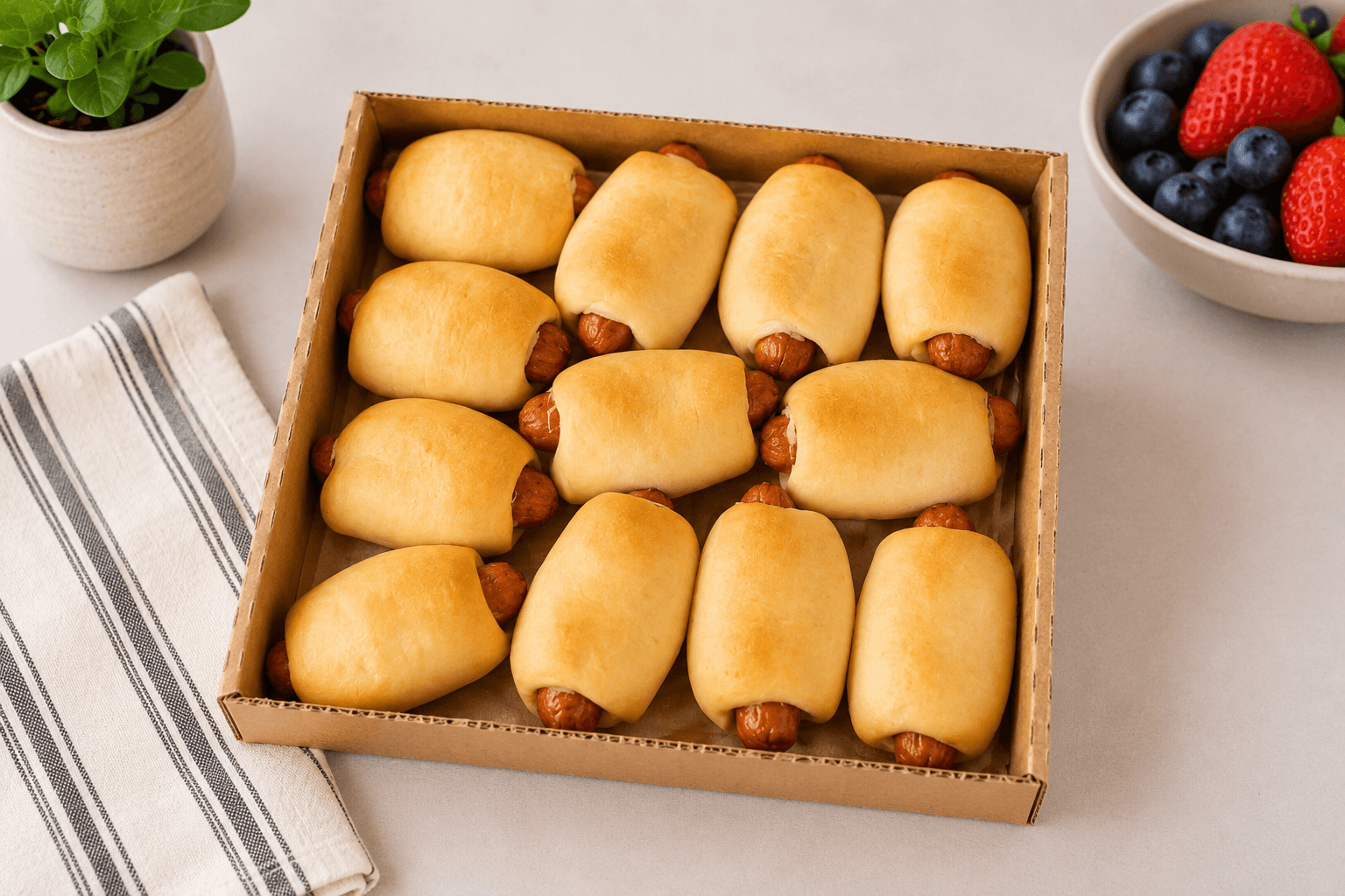 A fresh box of kolaches ready for wholesale