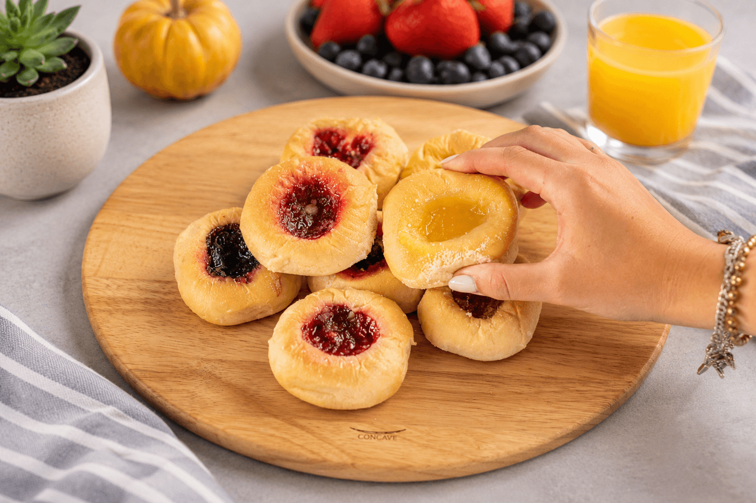 A pan of fresh-baked kolaches